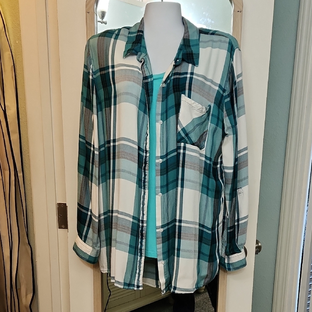 Cato Teal Button-Up Shirt With Seperste Matching Pull Over